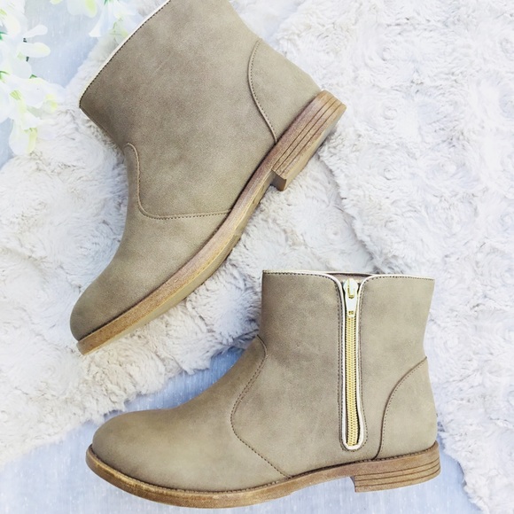 Tan ankle zipper boots - Picture 4 of 8
